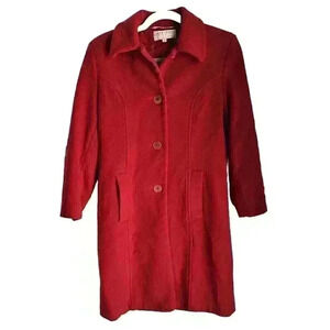 Larry Levine Design Size S Red Cashmere Lambs Wool Coat Vintage Retro Women
